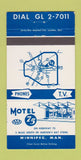 Matchbook Cover - Motel 75 Winnipeg MB 30 Strike