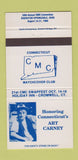 Matchbook Cover - Connecticut Match Club Art Carney Cromwell CT 30 Strike