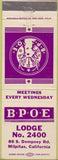 Matchbook Cover - Matchbook Cover Elks Club Milpitas CA