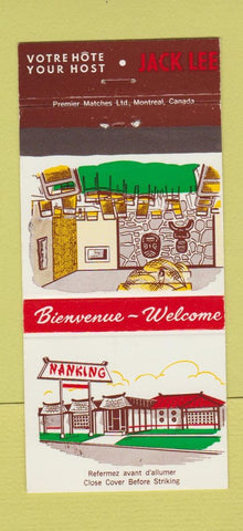 Matchbook Cover - Nanking Chinese Restaurant Sherbrooke QC 30 Strike