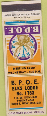 Matchbook Cover - Matchbook Cover Elks Club Hobbs NM