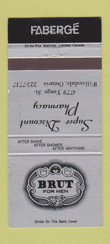 Matchbook Cover - Super Discount Drug Willowdale Brut After Shave 30 Strike