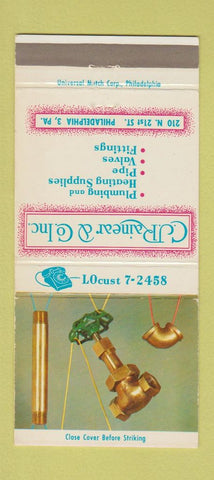 Matchbook Cover CJ Rainear Plumbing Heating Supply Philadelphia PA #1 30 Strike