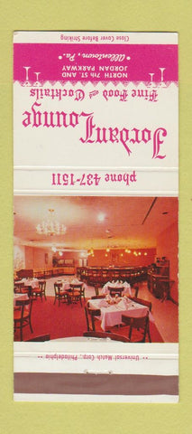 Matchbook Cover - Jordan Lounge Restaurant Allentown PA 30 Strike