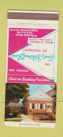 Matchbook Cover - First National Bank Cranbury NJ 30 Strike