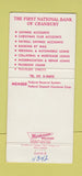 Matchbook Cover - First National Bank Cranbury NJ 30 Strike