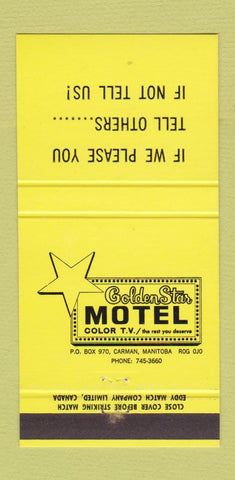Matchbook Cover - Golden Star Motel Carman MB 30 Strike