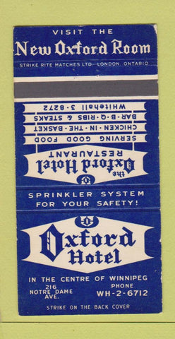 Matchbook Cover - Oxford Hotel Winnipeg MB WEAR 30 Strike