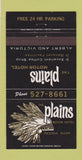 Matchbook Cover - Plains Motor Hotel Regina SK 30 Strike