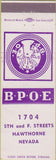 Matchbook Cover - Matchbook Cover Elks Club Hawthorne NV
