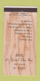 Matchbook Cover - Hotel Le Grand Duc Ville Degelis QC 30 Strike