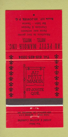 Matchbook Cover - Au Petit Manoir Hotel Motel St Jovite QC 30 Strike