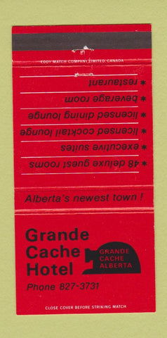 Matchbook Cover - Grande Cache Hotel AB 30 Strike
