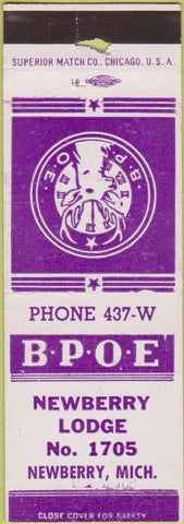 Matchbook Cover - Matchbook Cover Elks Club Newberry MI