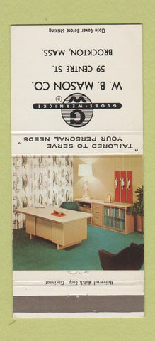Matchbook Cover - WB Mason Globe Wernicke Brockton MA Office Supply 30 Strike