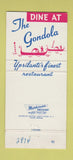 Matchbook Cover - The Gondola Ypsilanti MI restaurant 30 Strike
