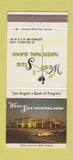 Matchbook Cover - West Side National Bank San Angelo TX  30 Strike