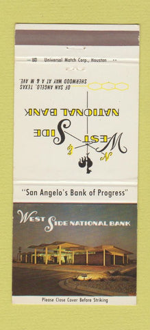 Matchbook Cover - West Side National Bank San Angelo TX  30 Strike