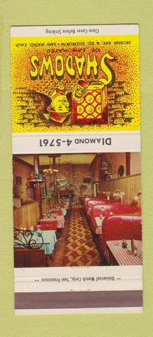 Matchbook Cover - Shadows San Mateo CA restaurant 30 Strike