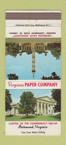 Matchbook Cover - Virginia Paper Company Richmond VA Jefferson Davis 30 Strike