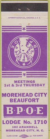 Matchbook Cover - Matchbook Cover Elks Club Moorehead City NC