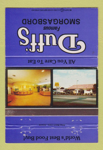 Matchbook Cover - Duff's Smorgasbord CHAIN Lebanon OH 40 Strike