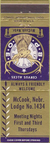 Matchbook Cover - Matchbook Cover Elks Club McCook NE