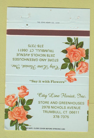 Matchbook Cover - City Line Florist Flowers Trumbull CT 40 Strike