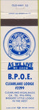 Matchbook Cover - Matchbook Cover Elks Club Clearlake CA