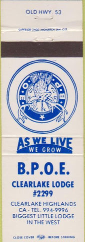 Matchbook Cover - Matchbook Cover Elks Club Clearlake CA