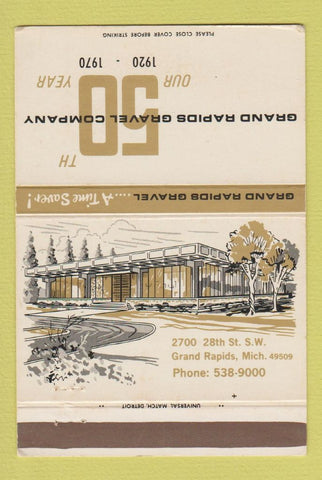 Matchbook Cover - Grand Rapids Gravel MI 1970 40 Strike