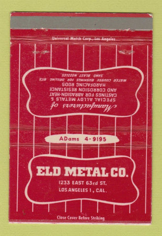 Matchbook Cover - Eld Metal Los Angeles CA 40 Strike