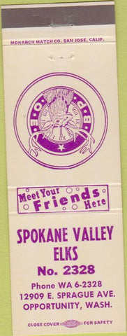 Matchbook Cover - Matchbook Cover Elks Club Opportunity WA