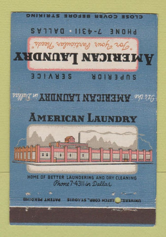 Matchbook Cover - American Laundry Dallas TX 40 Strike