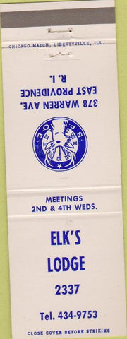 Matchbook Cover - Matchbook Cover Elks Club East Providence RI