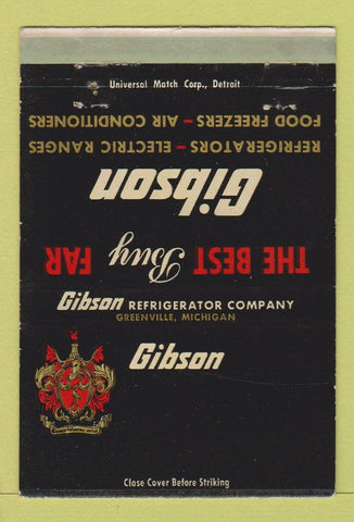 Matchbook Cover - Gibson Refrigerators Stoves Greenville MI WEAR 40 Strike
