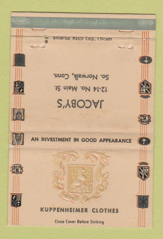 Matchbook Cover - Kuppenheimer Men's Clothes South Norwalk CT WEAR 40 Strike