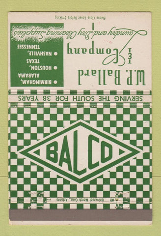 Matchbook Cover - WP Ballard Laundry Supply Birmingham AL Houston 40 Strike