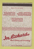 Matchbook Cover - Joe Richards Men's Clothes Eugene Springfield OR 40 Strike