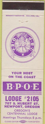 Matchbook Cover - Matchbook Cover Elks Club Newport OR