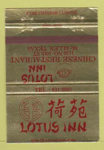 Matchbook Cover - Lotus Inn Chinese McAllen TX 40 Strike