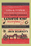 Matchbook Cover - Jack Delaney's New York City WEAR 40 Strike