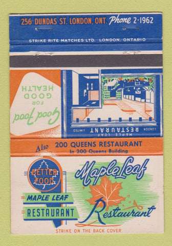 Matchbook Cover - Maple Leaf Restaurant London ON 40 Strike