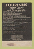 Matchbook Cover Tourinns Motor Courts Fort Wayne Pittsburgh Allentown 40 Strike
