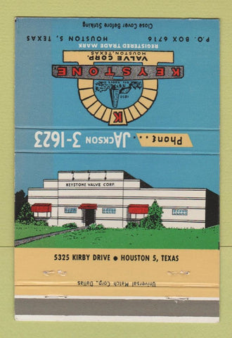 Matchbook Cover - Keystone Valve Corp Houston TX 40 Strike