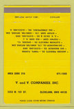 Matchbook Cover - V and V Companies Cleveland OH 40 Strike