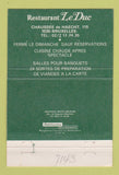 Matchbook Cover - Le Duc Restaurant Brussels Belgium 40 Strike