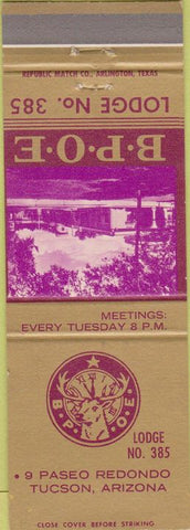 Matchbook Cover - Matchbook Cover Elks Club Tucson AZ