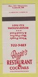 Matchbook Cover - Bozzio's Restaurant Garibaldi OR 30 Strike