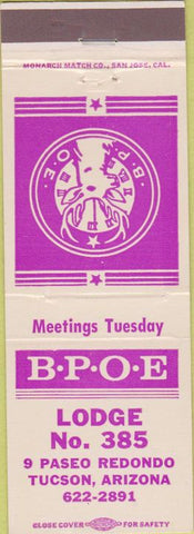Matchbook Cover - Matchbook Cover Elks Club Tucson AZ